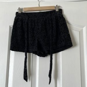 Black Lace Short Shorts with Built-In Belt